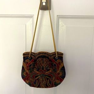 Waldorg Vintage beaded purse with gold chain
